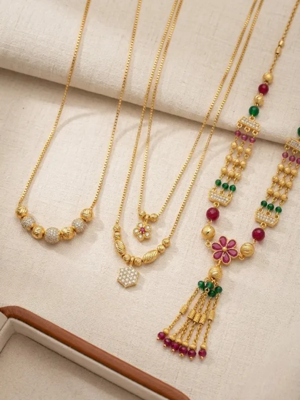 Premium_Micro_Gold_Plated_Designer_3_Chain_Combo_Set_with_Diamond_Studded_&_Multicolor_Floral_Pendant_Chains_for_Women