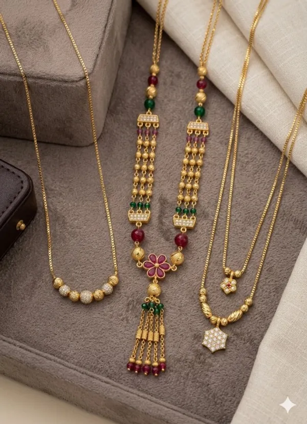 Premium_Micro_Gold_Plated_Designer_3_Chain_Combo_Set_with_Diamond_Studded_&_Multicolor_Floral_Pendant_Chains_for_Women