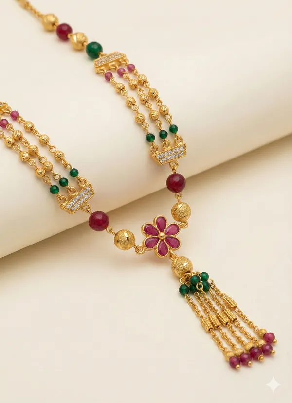 Premium_Micro_Gold_Plated_Designer_3_Chain_Combo_Set_with_Diamond_Studded_&_Multicolor_Floral_Pendant_Chains_for_Women