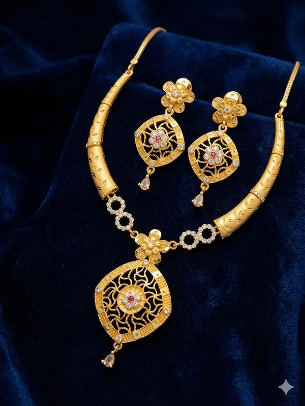 Royal_Floral_Filigree_Micro_Gold_Plated_AD_Stone_Studded_Pendant_Set_with_Earrings