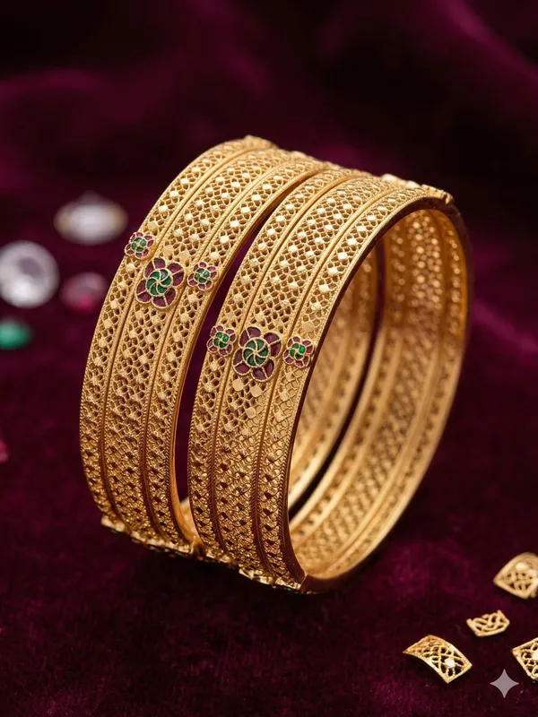 Royal_Floral_Filigree_Micro_Gold_Plated_Ruby_&_Emerald_Stone_Studded_Fancy_Bangles_Set