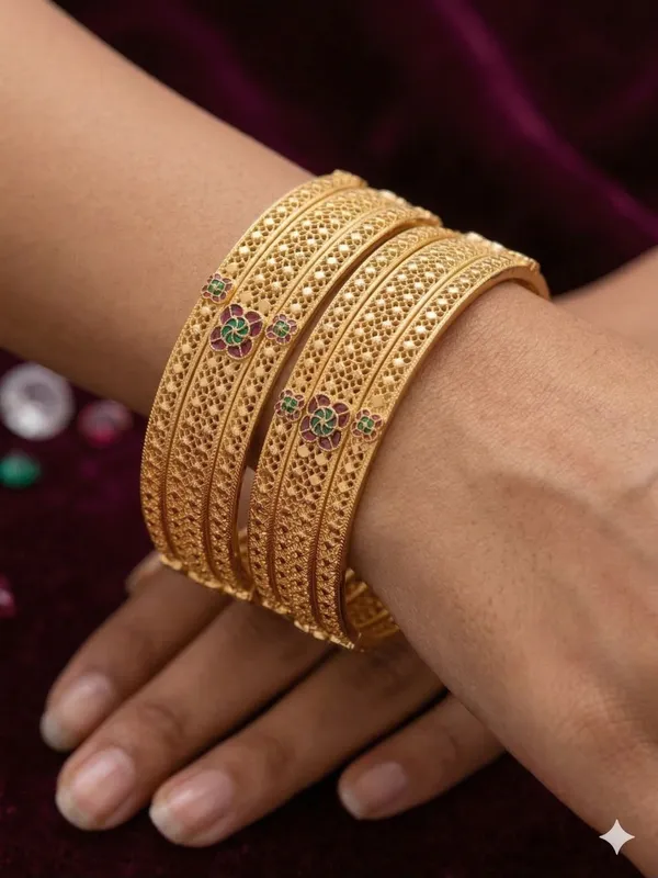 Royal_Floral_Filigree_Micro_Gold_Plated_Ruby_&_Emerald_Stone_Studded_Fancy_Bangles_Set