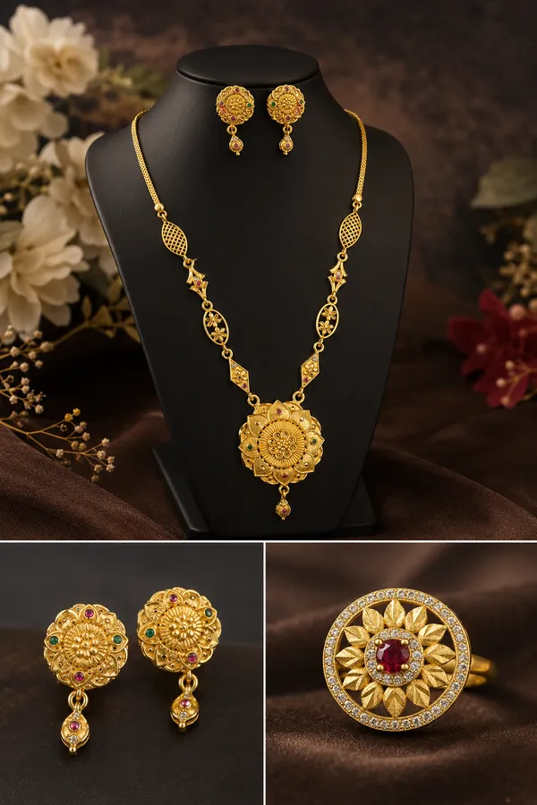 Royal_Floral_Gold-Tone_Necklace_Set_with_Earrings_&_Ring