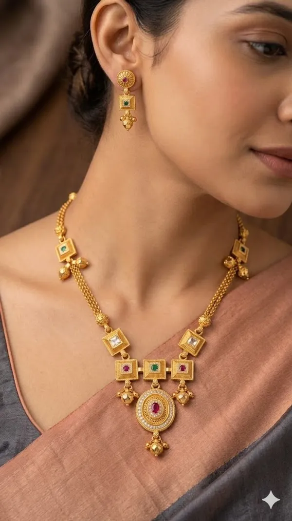 Royal_Heritage_Gold_Necklace_&_Earring_Set_with_Gemstone_Accents
