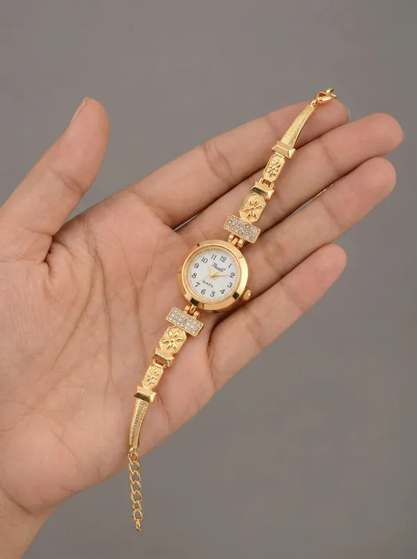 Sophisticated_Gold_Plated_Crystal_Studded_Jewelry_Watch_For_A_Royal_Look