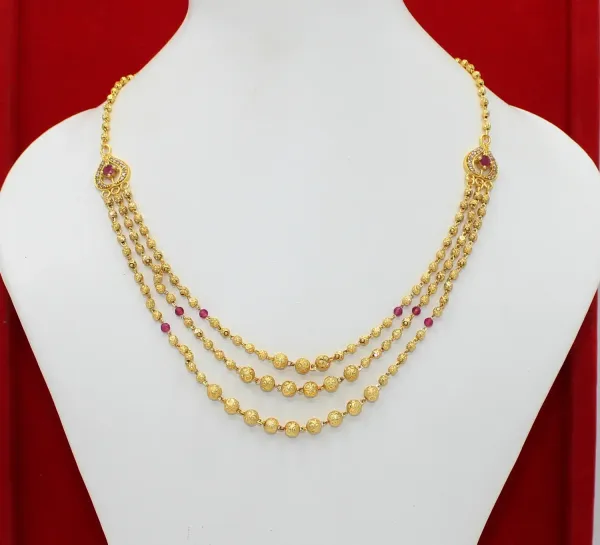 Royal_Ruby_Triple_Layer_Gold_Bead_Necklace_-_22_Inches