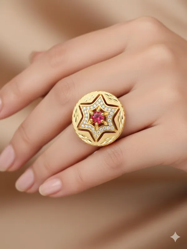 Royal_Starburst_Ruby_Gold-Plated_Necklace_&_Pendant_Earring_Set_with_Adjustable_Ring
