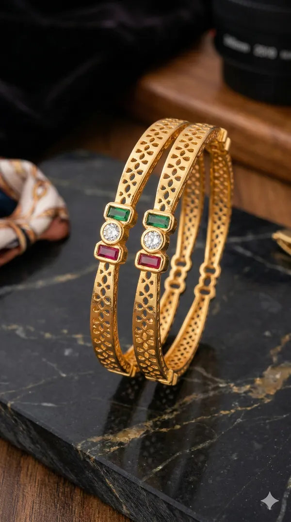 Royal_Trinity_Micro_Gold_Plated_Ruby_&_Emerald_Stone_Designer_Bangles_(Set_Of_2)
