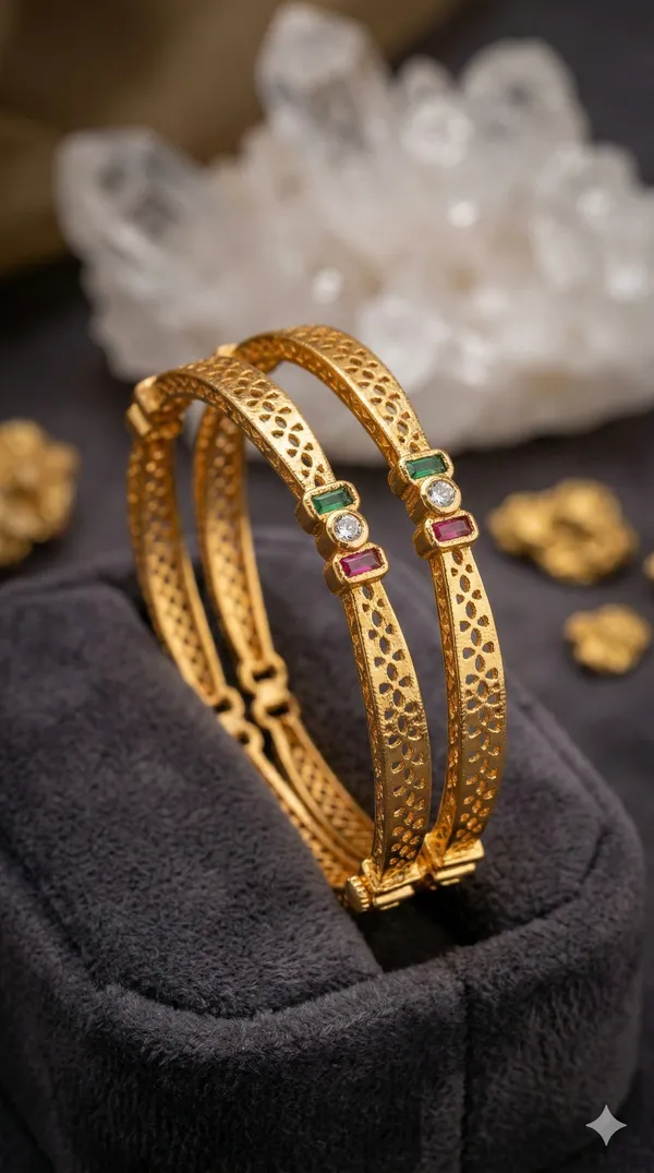 Royal_Trinity_Micro_Gold_Plated_Ruby_&_Emerald_Stone_Designer_Bangles_(Set_Of_2)