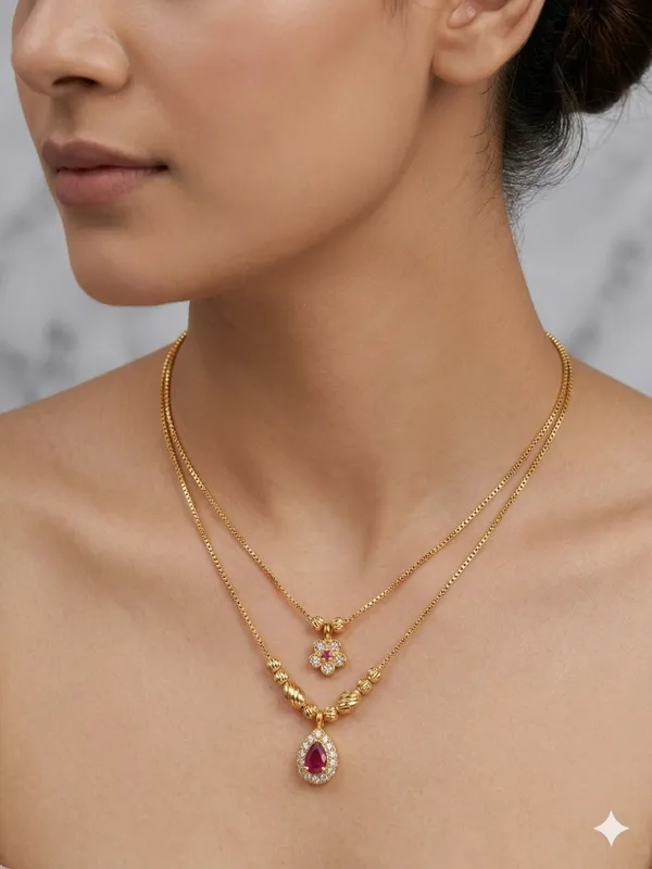 Ruby_Blossom_Dual-Layer_Gold_Plated_Pendant_Chain_for_Women_-_22_Inches