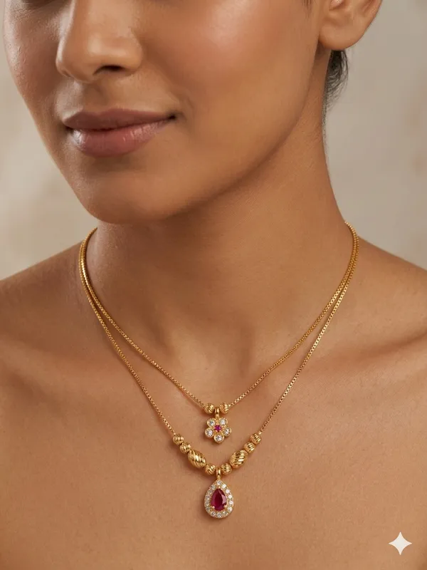 Ruby_Blossom_Dual-Layer_Gold_Plated_Pendant_Chain_for_Women_-_22_Inches