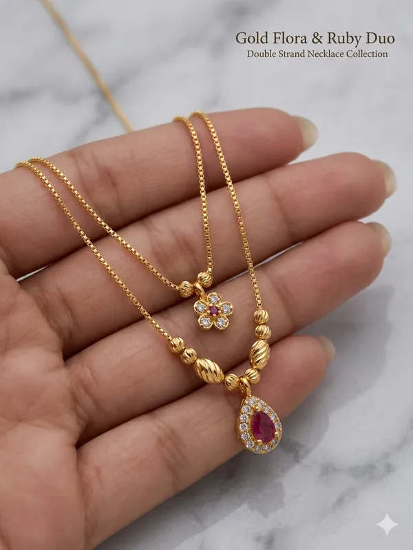 Ruby_Blossom_Dual-Layer_Gold_Plated_Pendant_Chain_for_Women_-_22_Inches