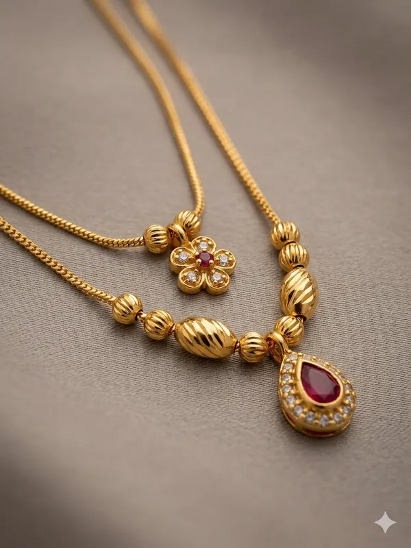 Ruby_Blossom_Dual-Layer_Gold_Plated_Pendant_Chain_for_Women_-_22_Inches