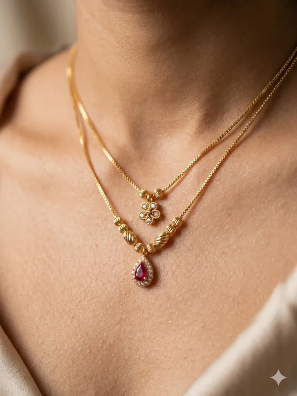Ruby_Blossom_Dual-Layer_Gold_Plated_Pendant_Chain_for_Women_-_22_Inches