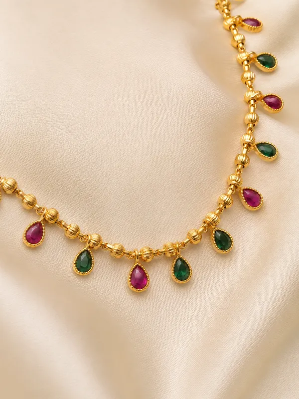 Ruby_&_Emerald_Drop_Gold-Plated_Delicate_23_inches_chain