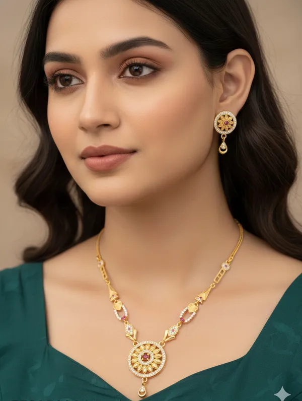 Sunara_Royale_Gold-Plated_Pendant_Necklace_Set