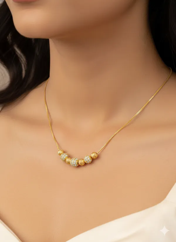 Timeless_Beauty_Gold_Plated_And_Diamond_Beads_Necklace_–_Perfect_Gift