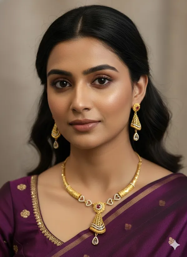 Traditional_Micro_Gold_Plated_And_Diamond_Necklace_Set_with_Matching_Earrings