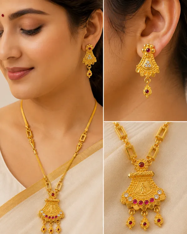 Traditional_Temple_Design_Gold_Plated_Pendant_Set_with_Matching_Earrings