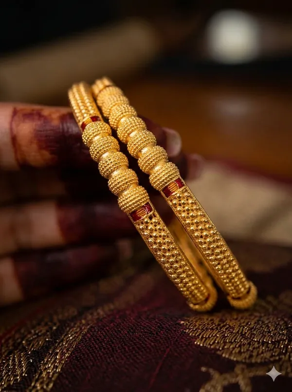 Traditional_Textured_Gold_Kada_with_Ruby_Accents_2_Piece