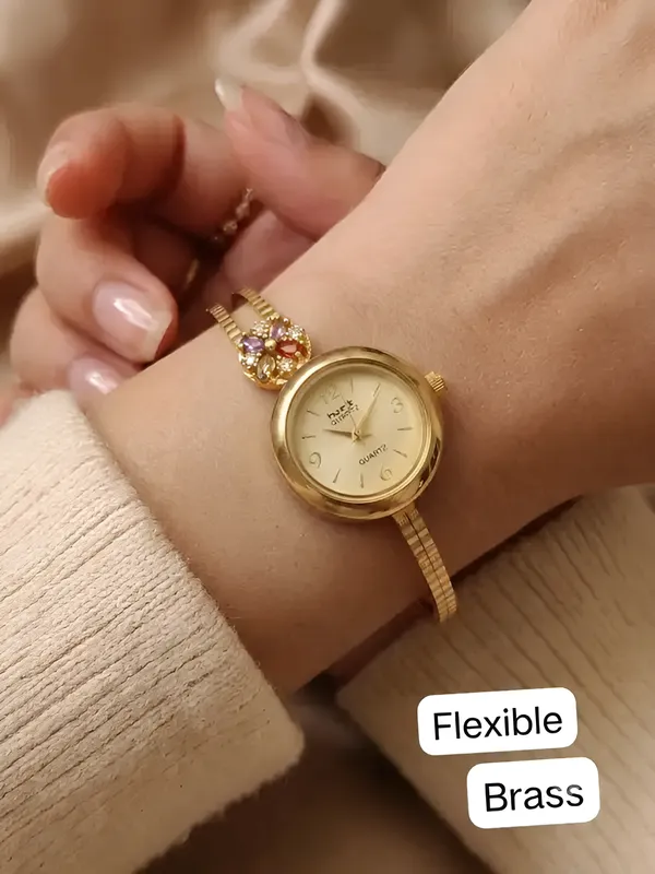 Stylish_Gold-Tone_Free_Size_Brass_Women’S_Watch_Bracelet