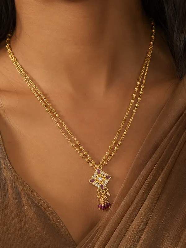 A_Stunning_High_Gold_Plated_And_Diamond_Ruby_Stone_Fancy_18_inches_Square_Chain