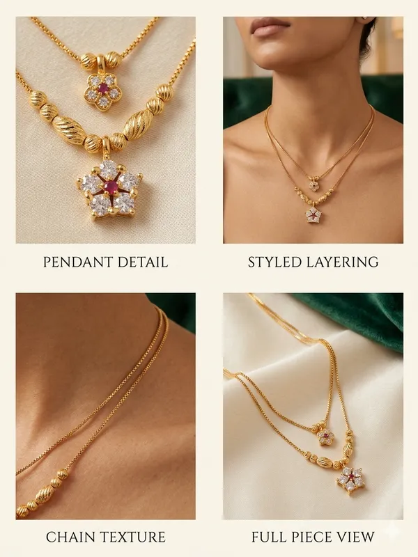 Elegant_Dual-Layer_Gold_Plated_Floral_&_Star_Pendant_Necklace_Set