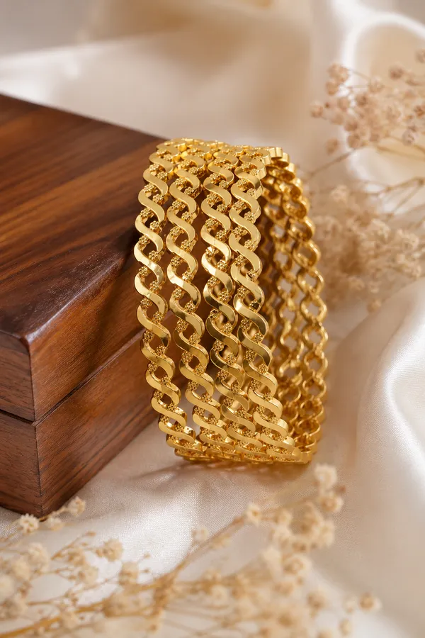 High_Gold_Plated_Daily_Wear_Fancy_Leaf_Design_4Pcs_Bangle