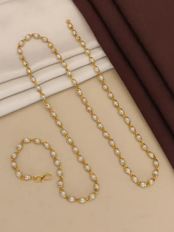 Long Chain Pearl Chain Designs Traditional Manisha Jewellery Gold