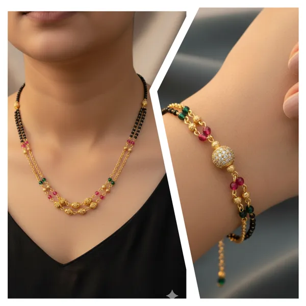 Gold_Plated_And_Diamond_Studed_Daily_Wear_Fancy_Mangalsutra_Combo