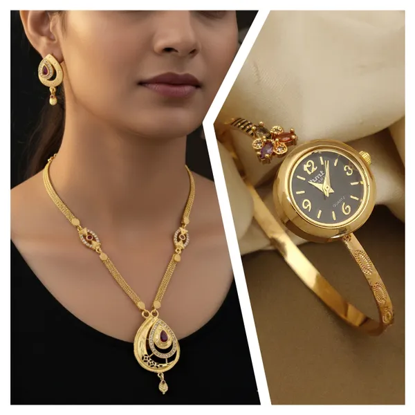 Gold_Plated_And_Diamond_Studded_Fancy_Oval_Pendant_Set_with_Adjustable_Bracelet_Watch