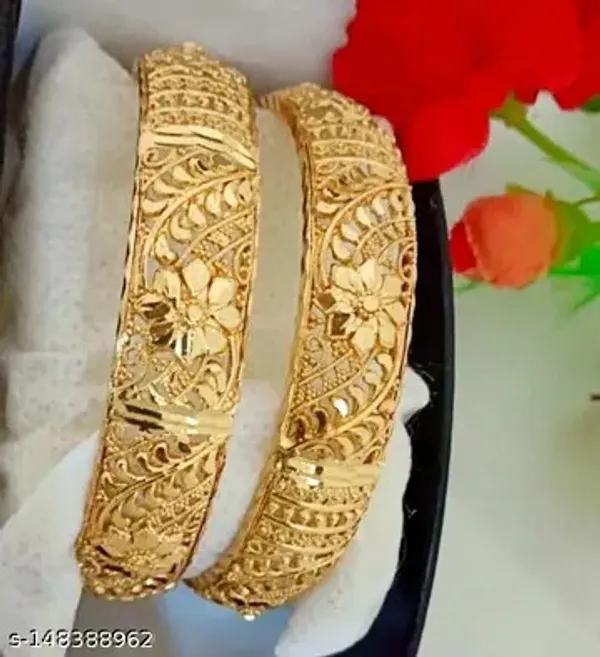 Gold_Plated_Flower_Design_2_Pcs_Bangle_Set