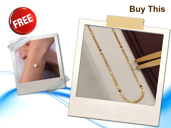 High_Gold_Plated_And_Diamond_Studded_Fancy_Square_Chain_with_Free_Bracelet_-_30_Inches_