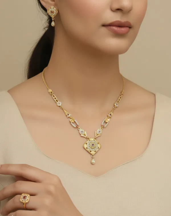 Micro_Gold_Plated_And_Diamond_Studded_Forming_Necklace_And_Ring_Combo