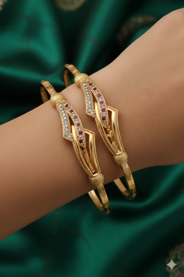 High_Gold_Plated_And_Diamond_Studded_Meena_Work_Fancy_Adjustable_Kadli