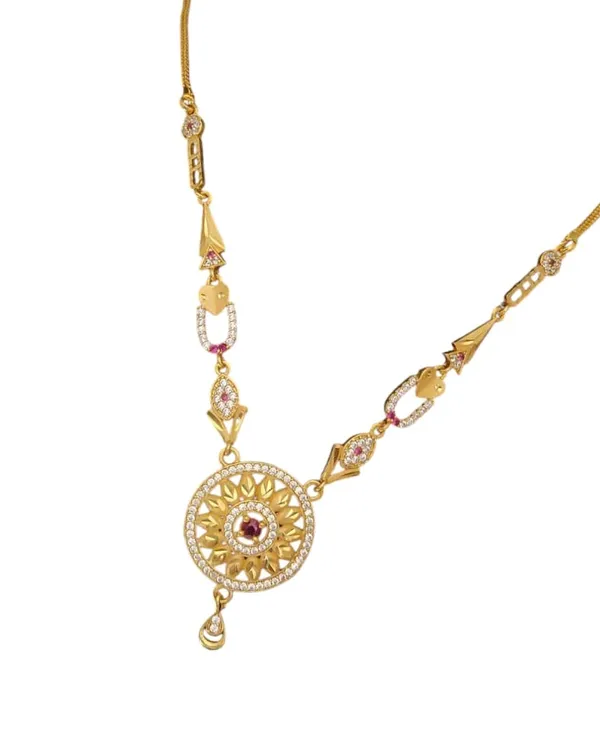 Designer_High_Gold_Plated_And_Diamond_Studded_Antique_Round_Pendant_Set_with_Earrings