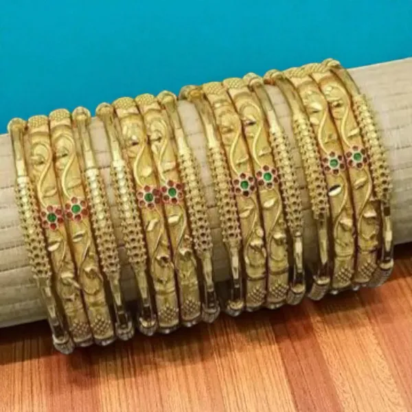 Micro_Gold_Plated_And_Meena_Work_Fancy_16_Pcs_Flower_Bangles_For_Women