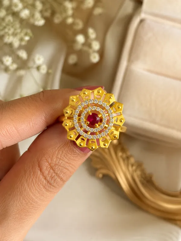 High_Gold_Plated_Ethnic_Wear_And_Diamond_Studded_Designer_Adjustable_Ring_with_3_Month_Guarantee
