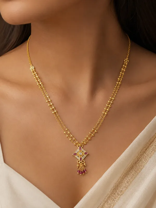 A_Stunning_High_Gold_Plated_And_Diamond_Ruby_Stone_Fancy_Square_Chain