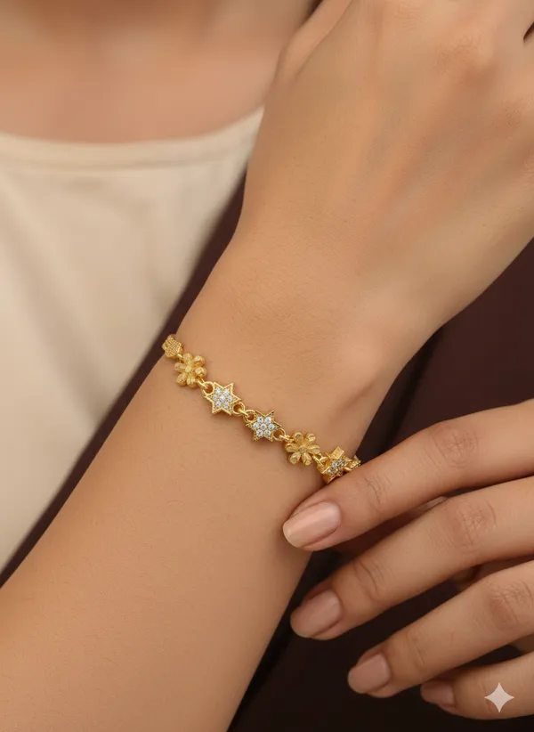 Micro_Gold_Plated_And_Diamond_Studded_Fancy_Flower_Bracelet