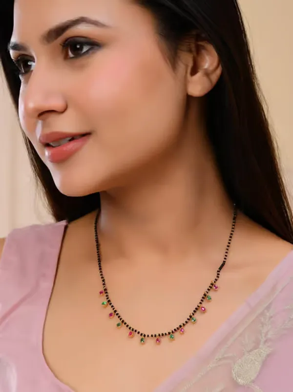 Women’S_Micro_Gold_Plated_And_Diamond_Multi_Stone_Oval_Fancy_Mangalsutra