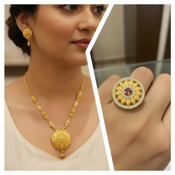 micro_gold_plated_ad_diamond_studed_fancy_sonflower_pendent_set_with_adjustable_ring