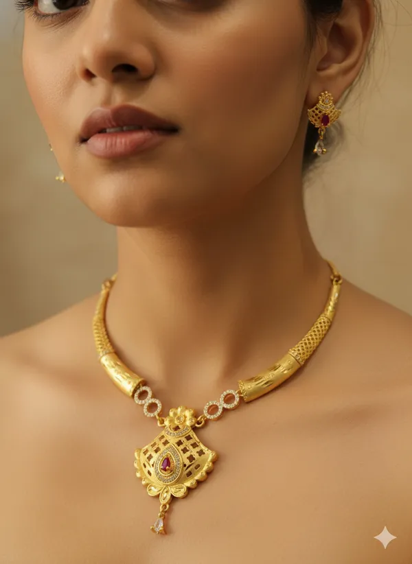 micro_gold_plated_ad_dimaond_studed_floral_forming_necklace_with_earring