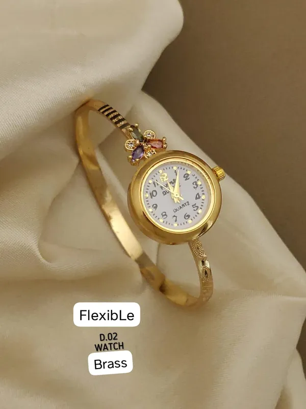 Micro_Gold_Plated_And_Diamond_Flower_Design_Adjustable_Bracelet_Watch