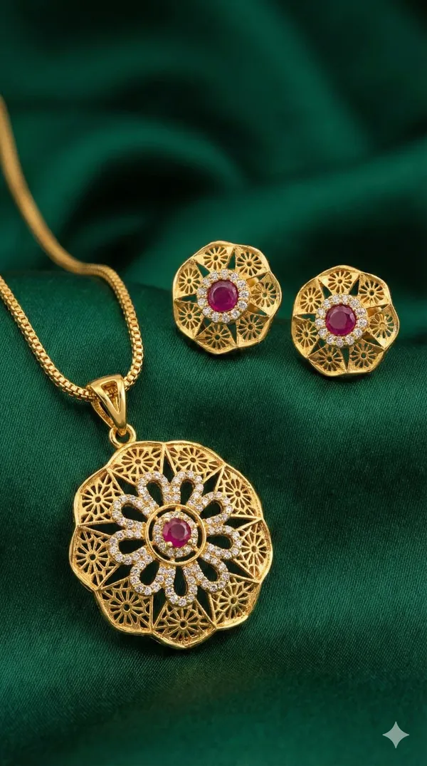 Micro_Gold_Plated_Daily_Wear_Flower_Design_Fancy_Pendant_Set