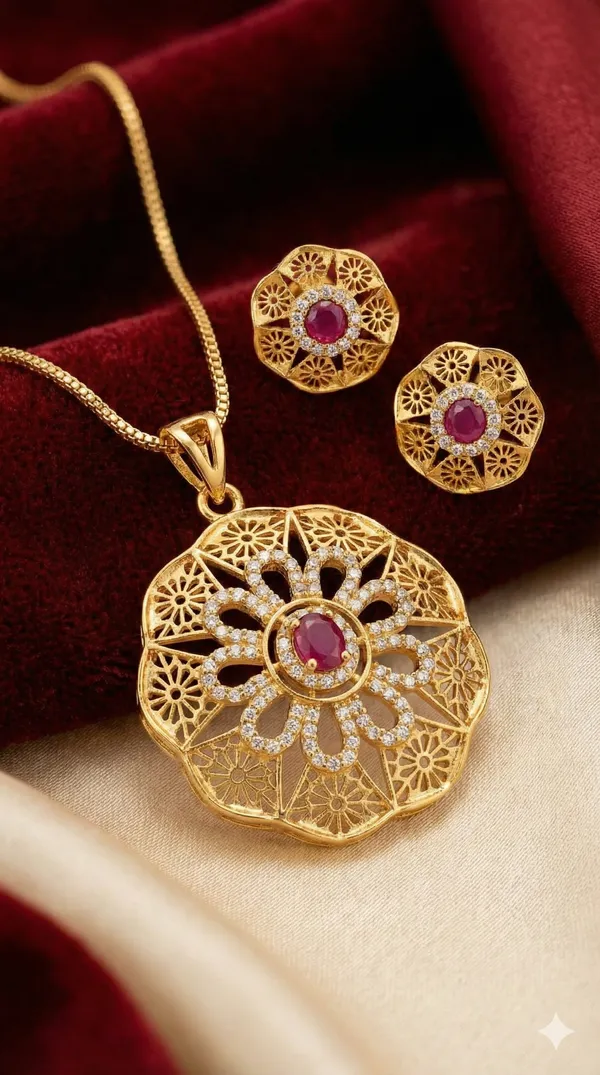Micro_Gold_Plated_Daily_Wear_Flower_Design_Fancy_Pendant_Set