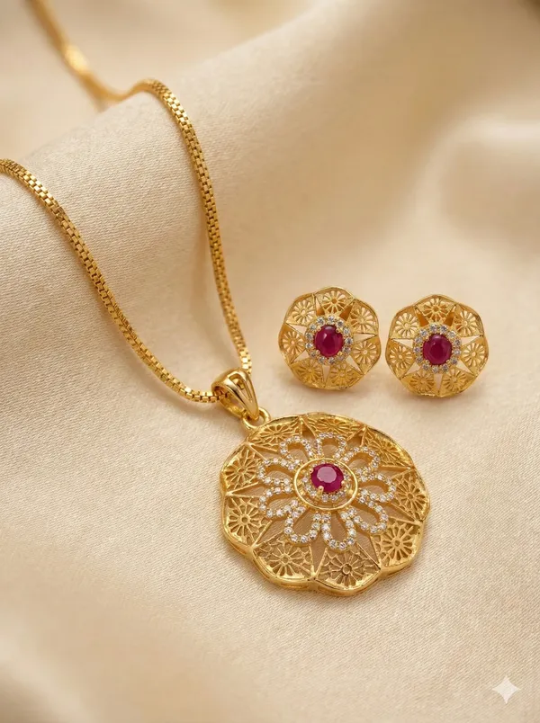 Micro_Gold_Plated_Daily_Wear_Flower_Design_Fancy_Pendant_Set
