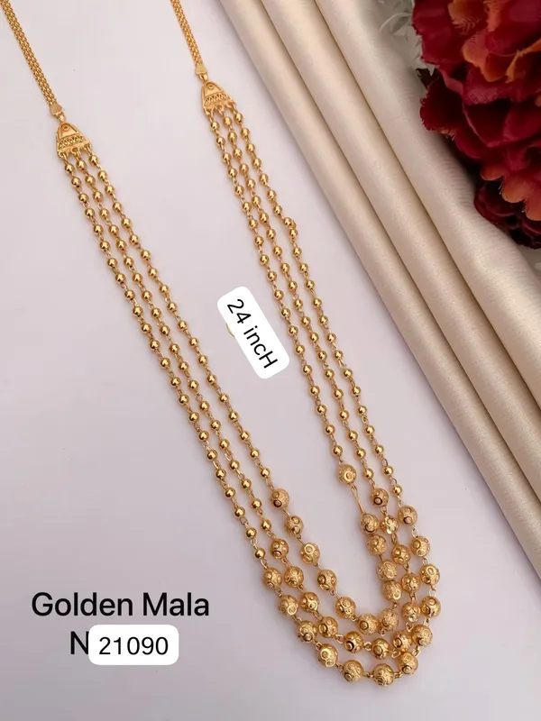 New_Designer_High_Gold_Plated_24_Inch_3_Line_Chain