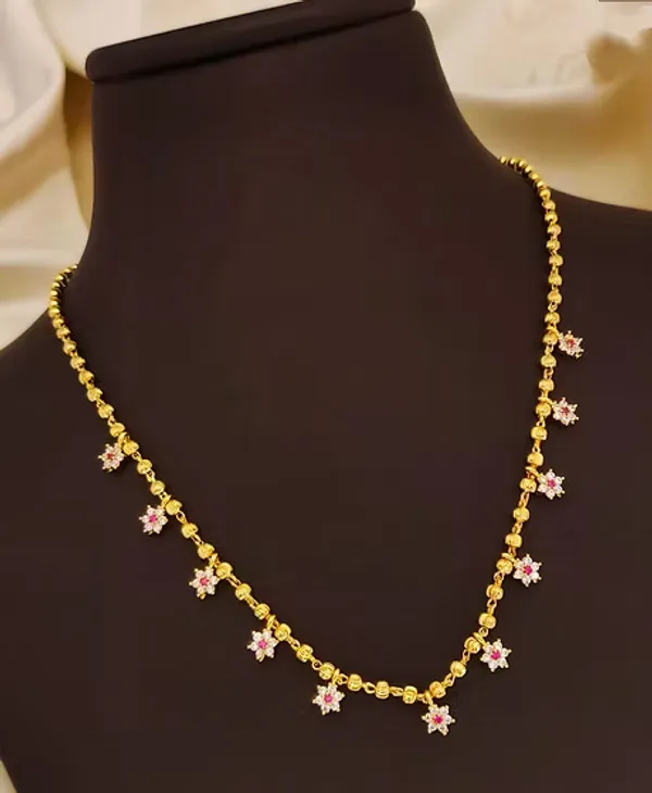 High_Gold_Plated_AD_Diamond_Studded_Daily_Wear_Flower_Chain