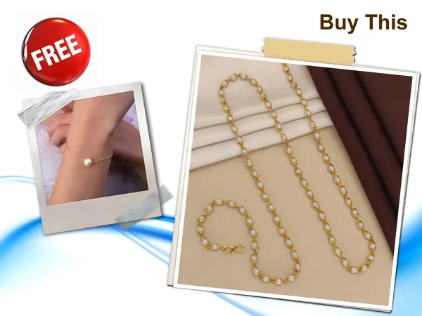 New_Designer_High_Gold_Plated_Pearl_Drop_Fancy_Mala_with_1_Free_Bracelet